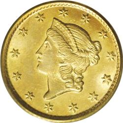 1853-O G$1 MS63 PCGS. Lovely copper-gold surfaces with