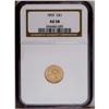 Image 1 : 1855 G$1 AU58 NGC. The surfaces display peach-gold pat