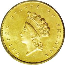 1855 G$1 Type Two MS64 PCGS. This beautiful near-Gem c