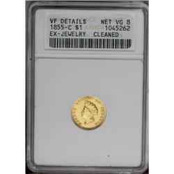 1855-C G$1 --Ex-Jewelry, Cleaned--ANACS. VF Details, Ne