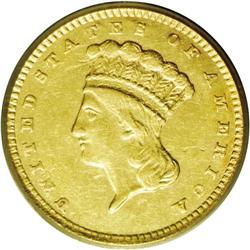 1857-C G$1 AU53 PCGS. Variety 10-L, the only known die