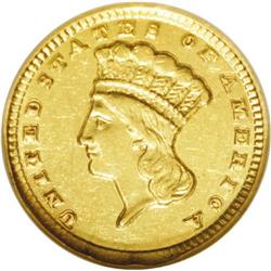 1857-D G$1 AU58 NGC. Variety 9-L, the only variety for