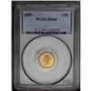Image 1 : 1859 G$1 MS64 PCGS. Boldly struck overall, if slightly
