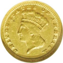 1859-C G$1 AU58 NGC. Variety 11-M. The 1859-C is one o