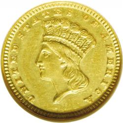 1859-D G$1 AU58 NGC. Variety 11-N, the more obtainable