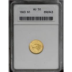 1863 G$1 AU50 ANACS.From The Steve Glenn Collection.