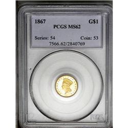 1867 G$1 MS62 PCGS.From The Steve Glenn Collection.