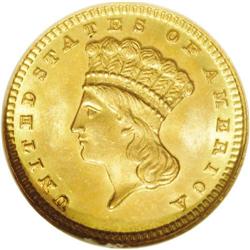 1869 G$1 MS65 NGC. This is a remarkable Gem with rich