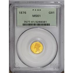 1876 G$1 MS61 PCGS. A prooflike piece with rich lemon