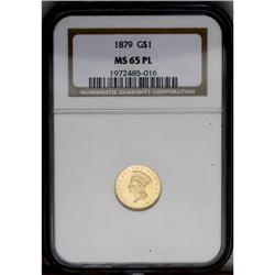 1879 G$1 MS65 Prooflike NGC. A flashy and refreshingly
