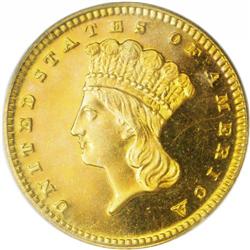 1879 G$1 PR64 PCGS. The 1879 proof gold dollar is a tr