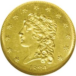 1834 $2 1/2 Classic MS63 NGC. Breen-6138, Small Head,