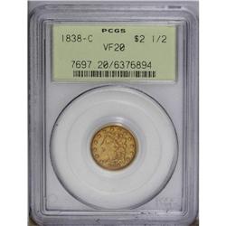 1838-C $2 1/2 VF20 PCGS. Only one die pair was used to