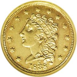 1838-C $2 1/2 AU55 NGC. Variety 1-A. The premier quart