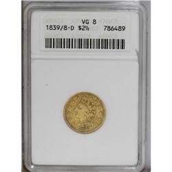 1839-D $2 1/2 VG8 ANACS. Winter 1-B, McCloskey-B, R.4.