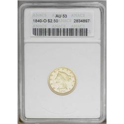 1840-O $2 1/2 AU53 ANACS. Luster is extensive for the