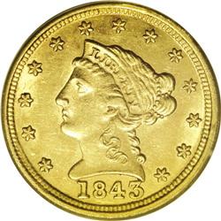 1843-C $2 1/2 Large Date, Plain 4 AU58 PCGS. Variety 5