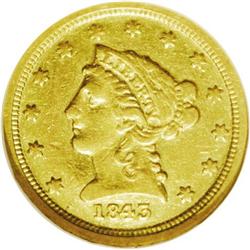 1843-C $2 1/2 Small Date VF30 NGC. Winter 4-C. Die Sta