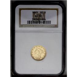 1849 $2 1/2 AU50 NGC.From The Steve Glenn Collection.