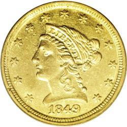 1849-D $2 1/2 AU55 PCGS. New Millenium Collection. Hig