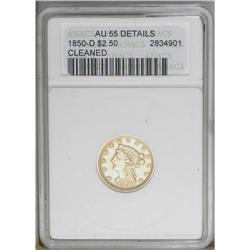 1850-D $2 1/2 --Cleaned--ANACS. AU55 Details. Variety 1
