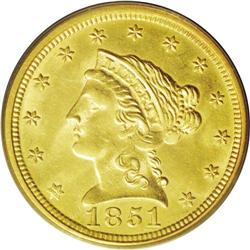 1851-O $2 1/2 MS64 PCGS. Doubled Date. The date was fi