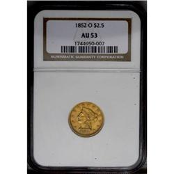 1852-O $2 1/2 AU53 NGC.From The Steve Glenn Collection