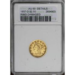 1857-D $2 1/2 --Rims Damaged--ANACS. AU50 Details. Vari