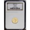 Image 1 : 1858 $2 1/2 AU58 NGC. Yellow-gold colored with shimmer