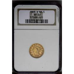 1863-S $2 1/2 XF40 NGC.From The Steve Glenn Collection