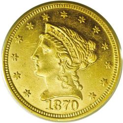 1870 $2 1/2 AU58 PCGS. This example is typical of the