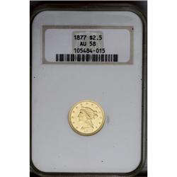 1877 $2 1/2 AU58 NGC.From The Steve Glenn Collection.