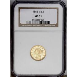 1882 $2 1/2 MS61 NGC. Semi-prooflike in the fields wit