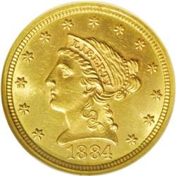 1884 $2 1/2 MS64 NGC. Razor sharp with modestly reflec