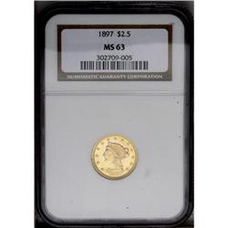 1897 $2 1/2 MS63 NGC. This lower mintage quarter eagle