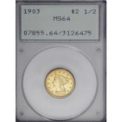 1903 $2 1/2 MS64 PCGS. Blushes of peach toning endow t
