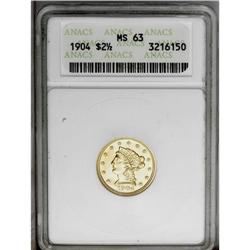 1904 $2 1/2 MS63 ANACS. The bright apricot-gold surfac