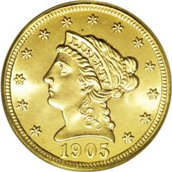 1905 $2 1/2 MS67 PCGS. Fully struck and seemingly pris