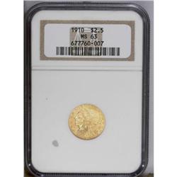 1910 $2 1/2 MS63 NGC. Deep apricot-gold patina overlie No lot. [BR][BR]Important notice: