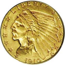 1910 $2 1/2 MS64 PCGS. A sharply struck, high grade ex