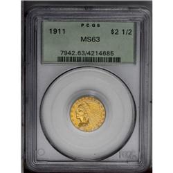 1911 $2 1/2 MS63 PCGS. Lovely bluish-gray and orange-g
