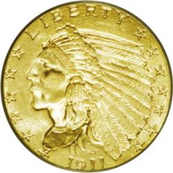 1911 $2 1/2 MS64 PCGS. Only the smallest of abrasions