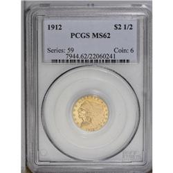 1912 $2 1/2 MS62 PCGS. Apricot-gold surfaces display s