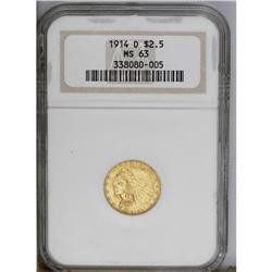 1914-D $2 1/2 MS63 NGC. A lovely example that has a go No lot. [BR][BR]Important notice: