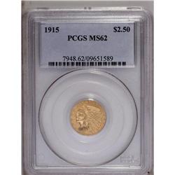 1915 $2 1/2 MS62 PCGS. A bold striking with subtle pum