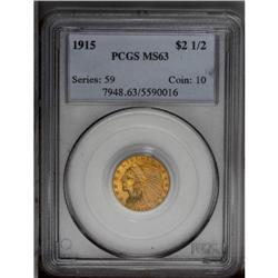 1915 $2 1/2 MS63 PCGS. Rich red-orange and green-gray