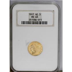 1927 $2 1/2 MS63 NGC. Apricot-gold patina displays sub No lot. [BR][BR]Important notice: