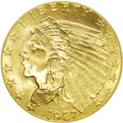 1927 $2 1/2 MS65 ANACS. Sharply struck with radiant, s