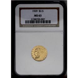 1929 $2 1/2 MS63 NGC. A radiant, well struck Indian qu