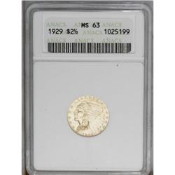 1929 $2 1/2 MS63 ANACS. A radiant and attractive examp